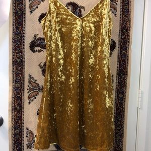 Mustard, velvet cocktail dress